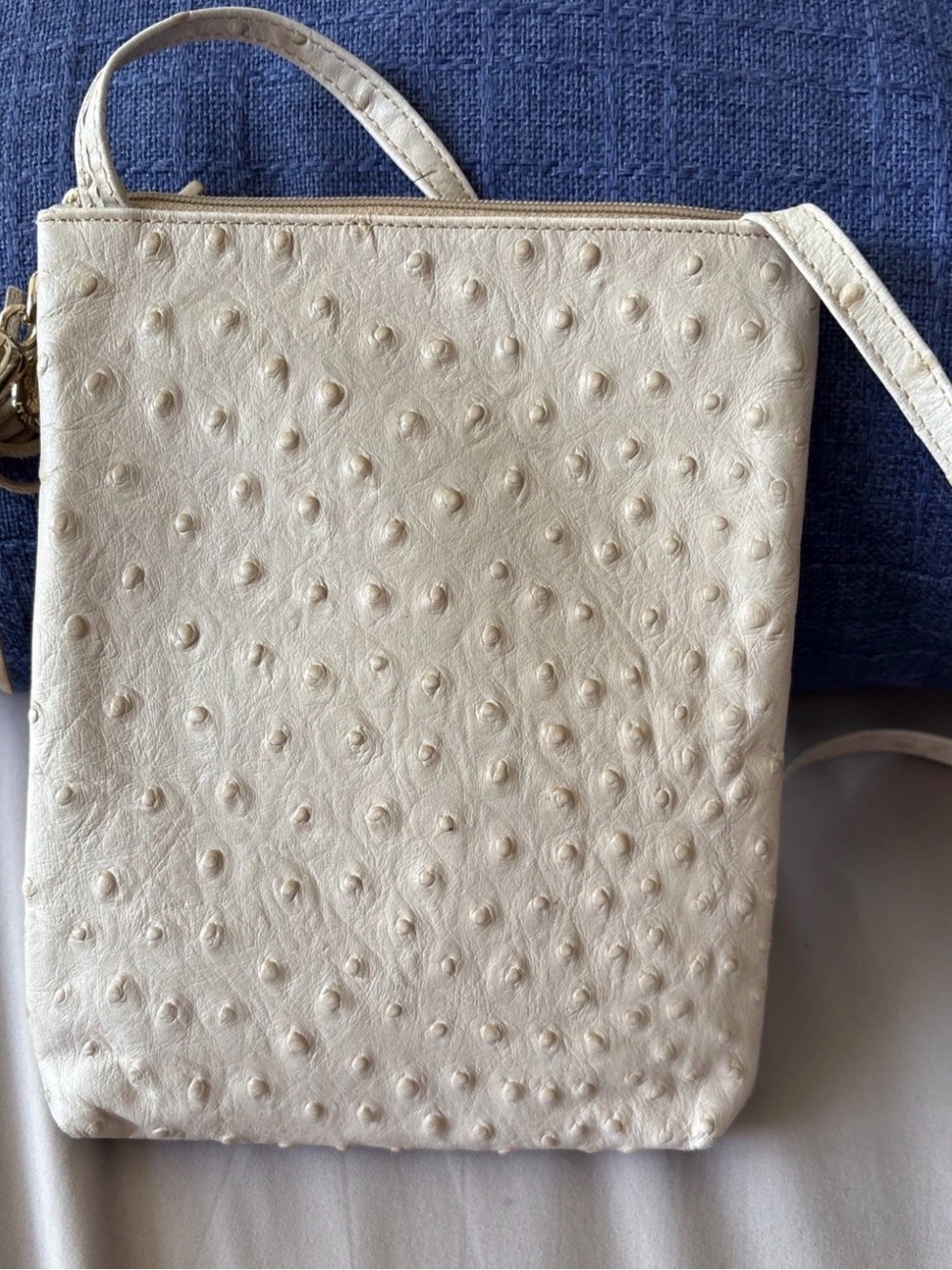 Vintage Bottega Fiorentina Italy Ostrich Leather Mini Crossbody Bag With Tassel - Picture 9 of 13